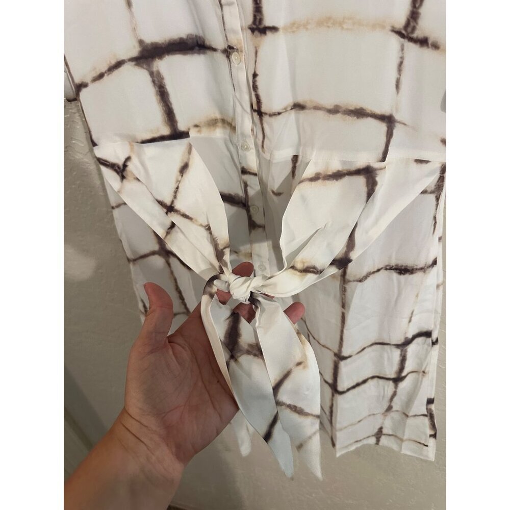 NWT Ecru Y Silk Knightley Belted Mini Button Up Scandi Girl  Shirt Dress - Picture 9 of 12